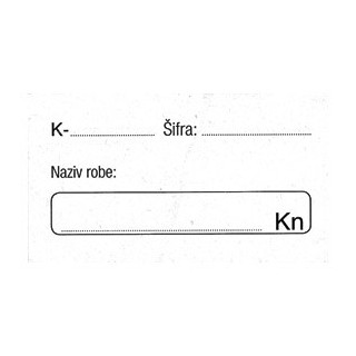 KONTROLNA OZNAKA  za cijene- dimenzija: 7x4 cm- broj listova: 100