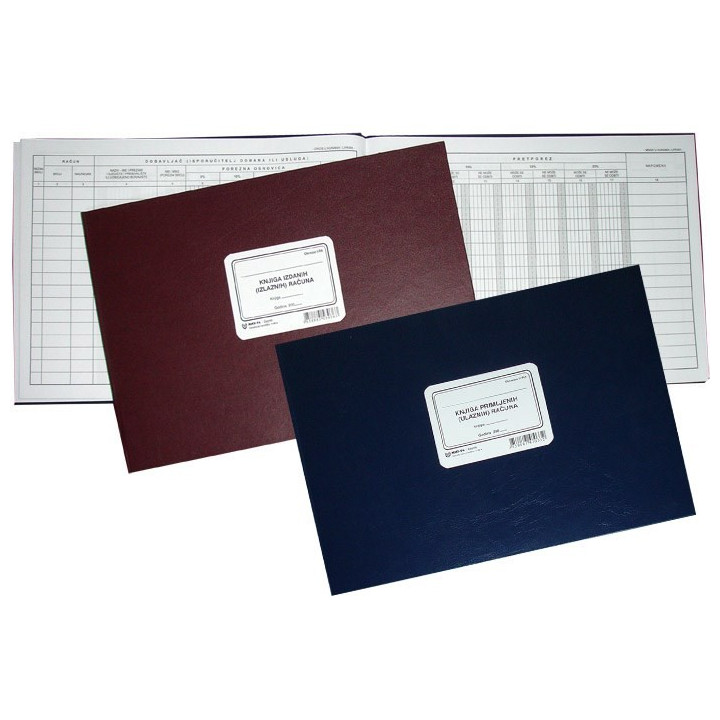 KNJIGA PRIMLJENIH -ULAZNIH  računa- dimenzija: 34x24,6 cm- broj listova: 52