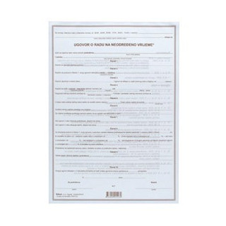 UGOVOR O RADU NA NEODREĐENO VRIJEME -E-4-1- format: A4- lijepljeno u setovima 1+3