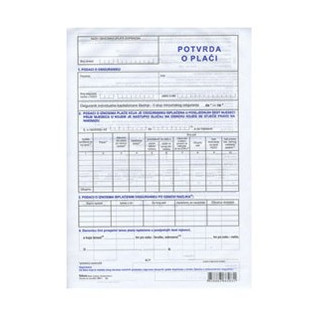 POTVRDA O PLAĆI -ER-1- format: A4- lijepljeno u setovima 1+1