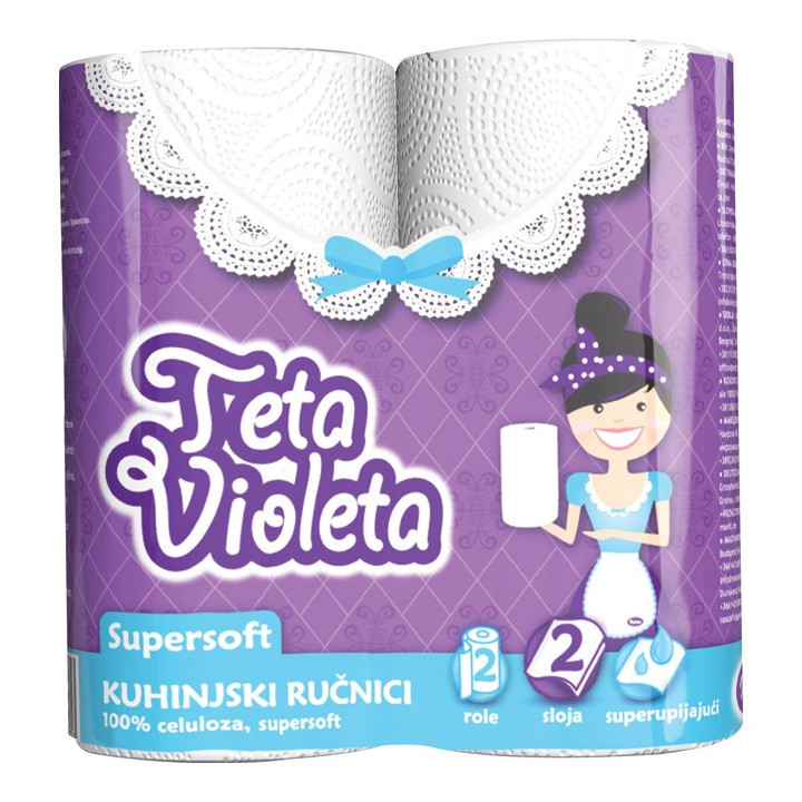 Ručnik papirnati 23cm pk2 Super Soft Violeta bijeli