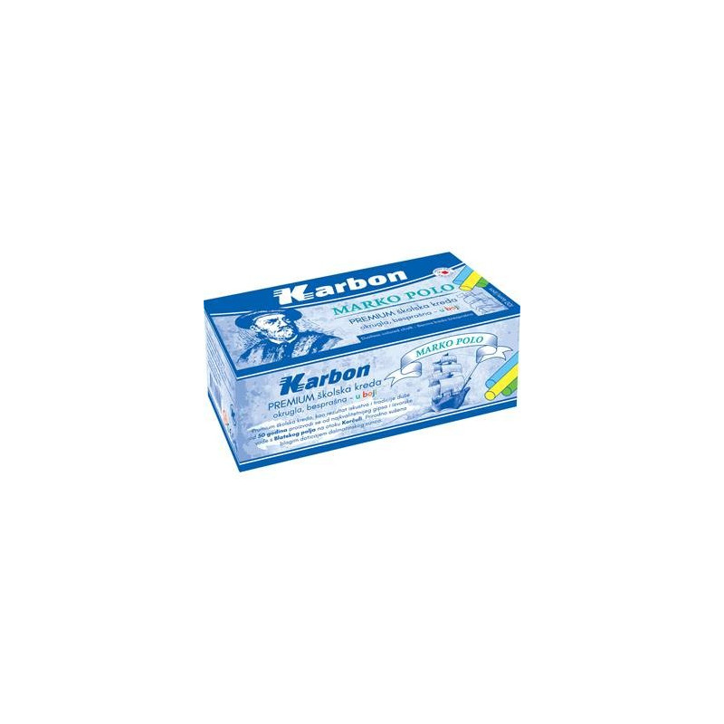 Kreda školska bijela, KARBON okrugla besprašna 1/100