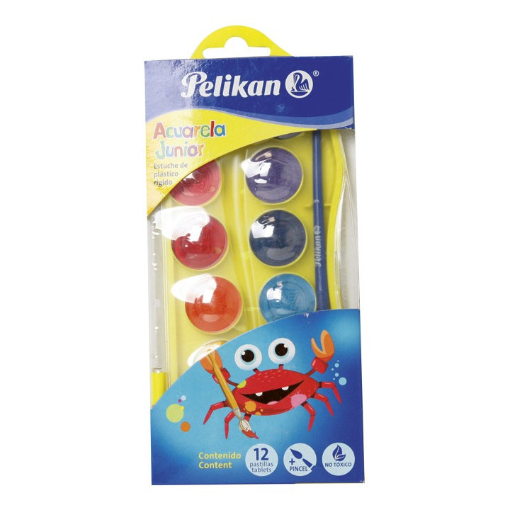 Boja vodena fi 25mm 12boja+kist Pelikan 700337 sortirano blister