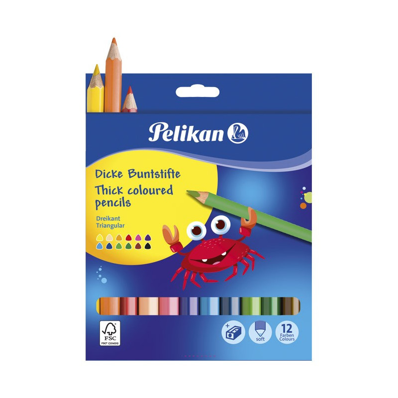 Boje drvene 12boja Jumbo+šiljilo Pelikan 700160 blister Boje drvene 12boja Jumbo+šiljilo Pelikan 700160 blister