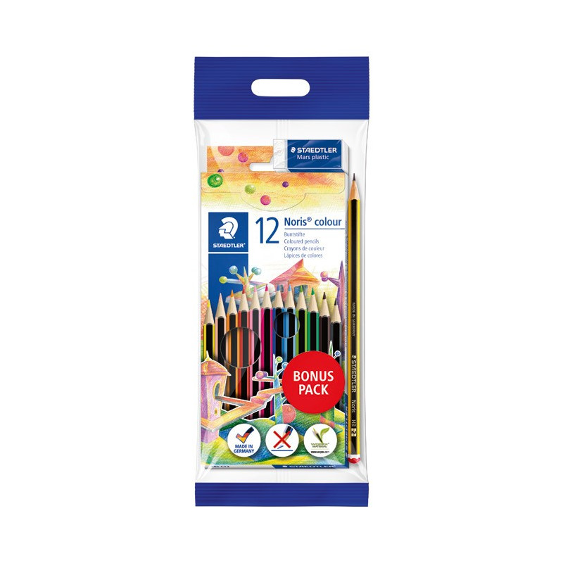 Boje drvene 12boja+gumica+olovka grafitna Noris Colour Staedtler 61SET6 blister Boje drvene 12boja+gumica+olovka grafitna Noris Colour Staedtler 61SET6 blister