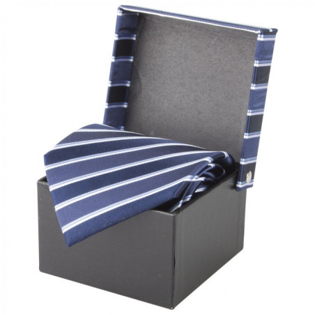 KRAVATA  svilena u poklon kutiji plavo-bijela